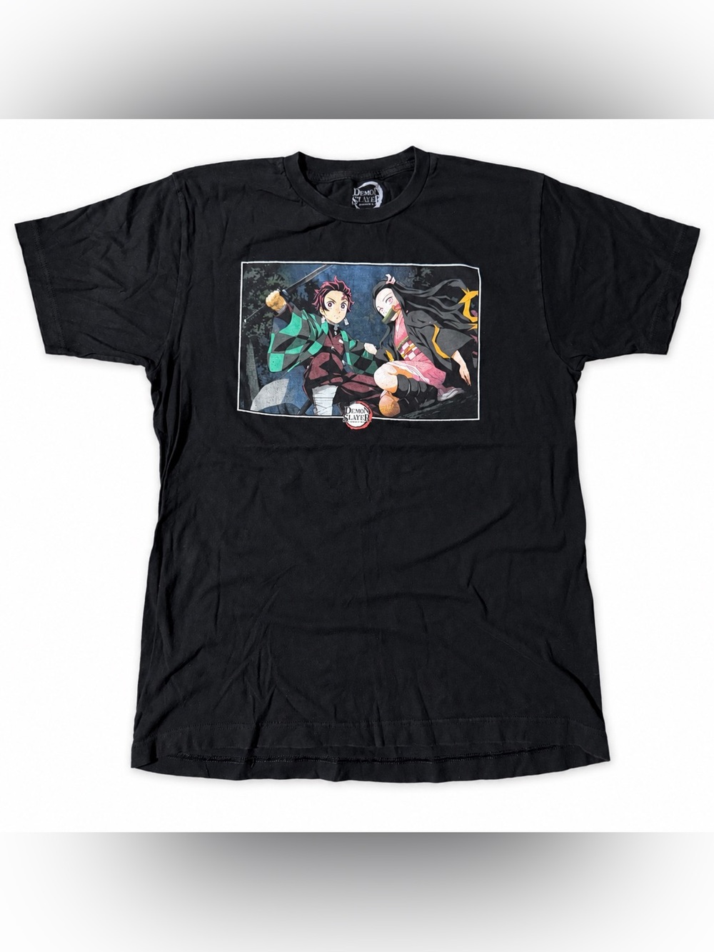 Demon Slayer Tanjiro & Nezuko Black Graphic T-Shirt Men’s Large